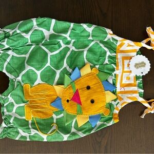 Mud Pie Green and Yellow Lion Bodysuit